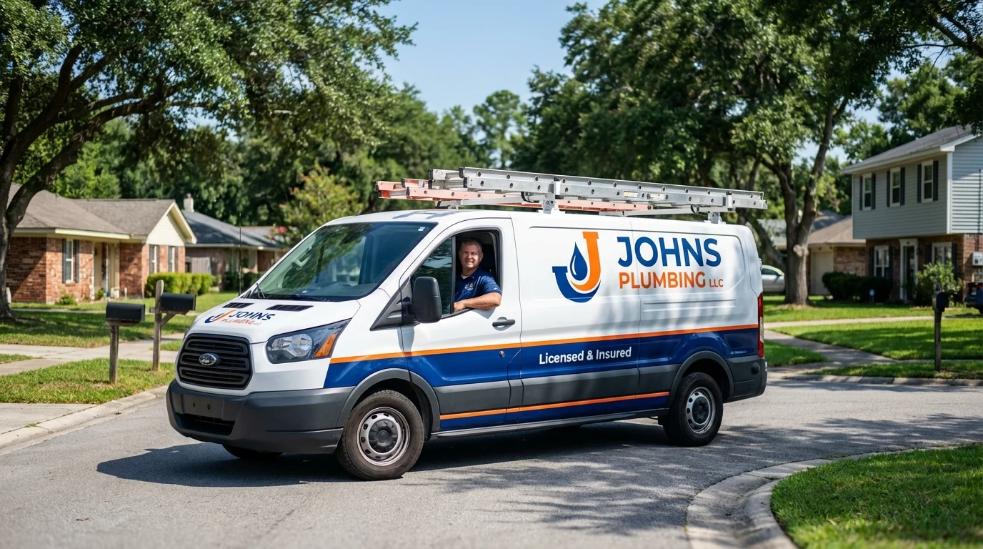 Johns Plumbing LLC service van in Atlanta, IL