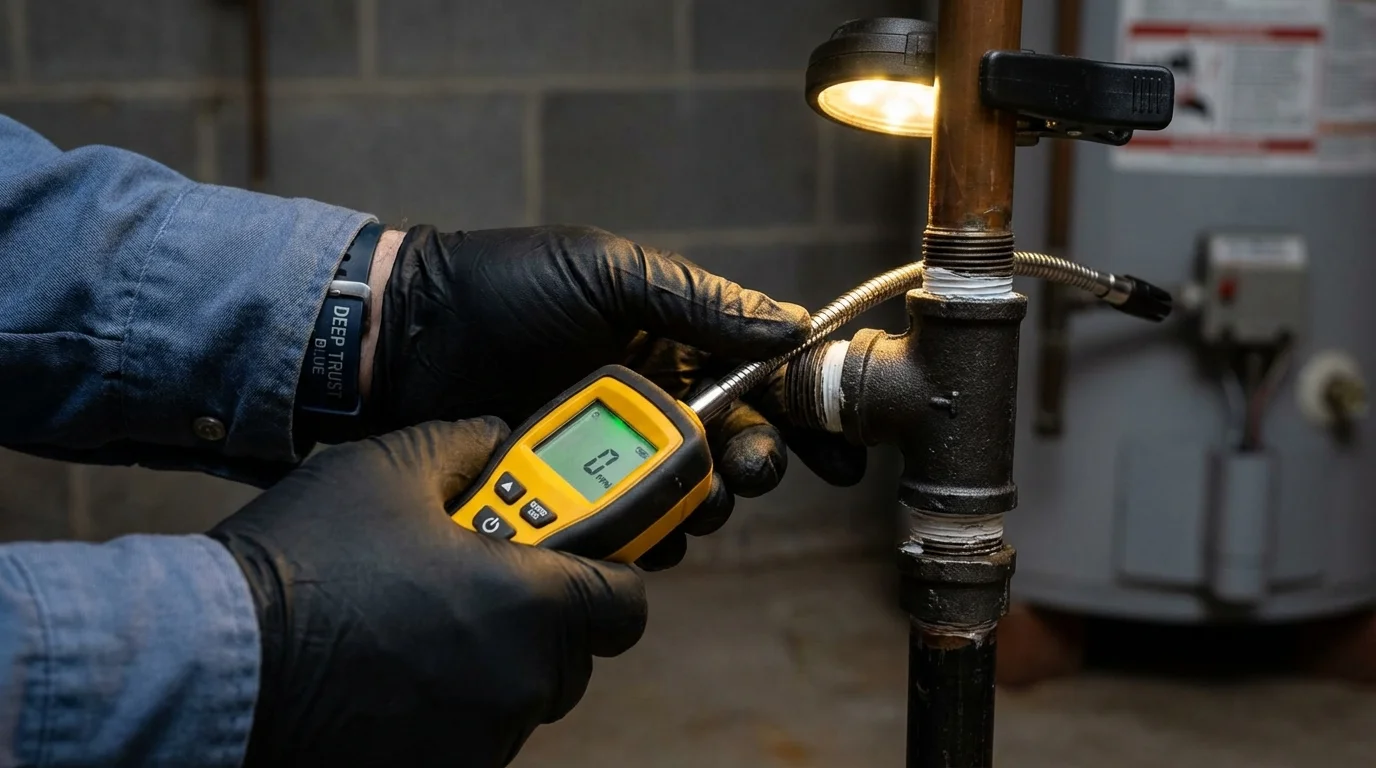 Gas leak detection with electronic sniffer by Johns Plumbing LLC in Atlanta